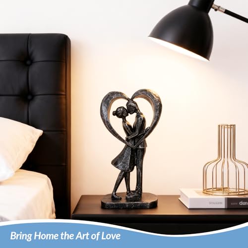 Anniversary Wedding Engagement Gift, Black Heart Statue for Couple - color: Black-heart