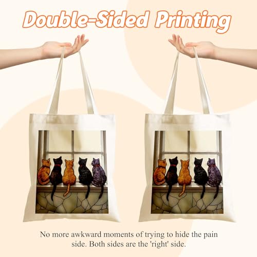 Aesthetics Canvas Tote Bag - Art Design Gift for Women, Reusable Purse Tote Bag with Inner Zip Pocket - style: Cat-02