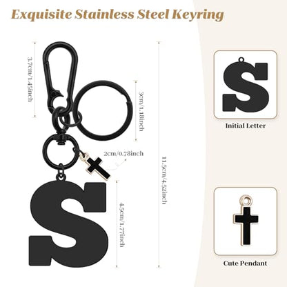 Dabihu Letter Keychain Christian Letter A-Z Alphabet Keyring for Backpack Handbag Alphabet Monogram Key Chain - color: S