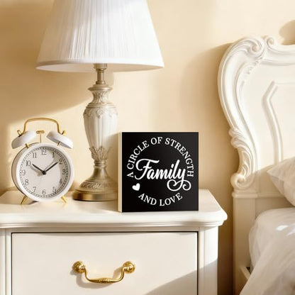 A Circle of Strength And Love Wooden Box Sign 5.9 * 5.9 - color: black002