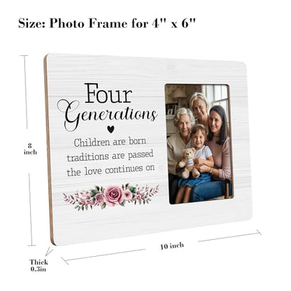 Four Generations Family Picture Frame, Gifts for Great Grandma Grandpa, Fits 4x6 Photo - color: Brown