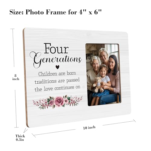 Four Generations Family Picture Frame, Gifts for Great Grandma Grandpa, Fits 4x6 Photo - color: Brown