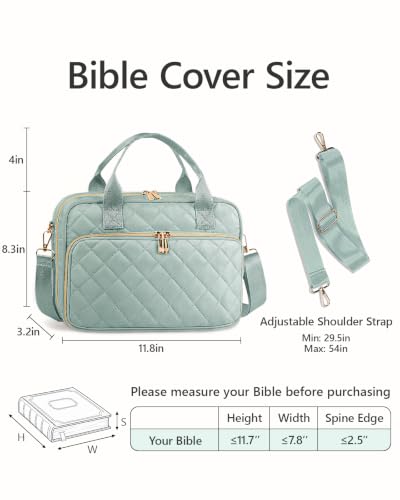 All-in-One Bible Journaling Kit – Quilted Bible Cover Case for Women - color: Sage Green