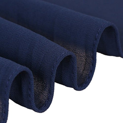 LMVERNA Solid Color Bubble Chiffon Scarf for Women Fashion Soft Hijab Long Scarfs Wrap Scarves - color: Navy Blue