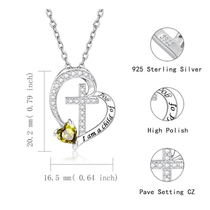 MANBU Sterling Silver Cross I am a Child of God Necklace for Girls - style: 08-August