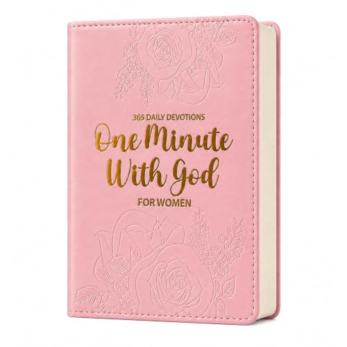 One Minute With God for Women, 365 Daily Devotionals for Women with Bible Verses, Short Reflections & God’s Promises, Pink Faux Leather Christian Book, Inspirational Gift for Her