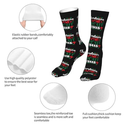 Happy New Year 2024 Unisex Sports Socks - Winter Casual Dress Fashion Socks - color: Jesus is the Reason for the Christmas Season2