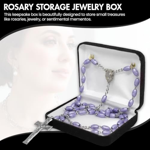 Novel Box Black Communion Keepsake Rosary Box 3.25x2.5x1 Inches - color: Black