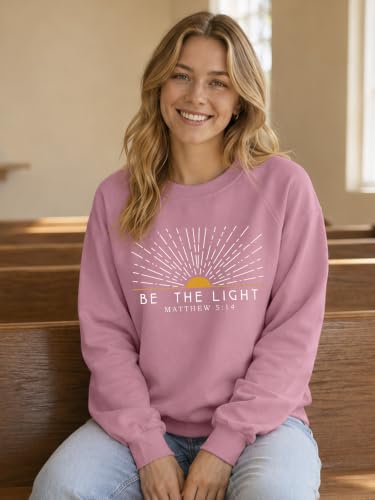 Christian Sweatshirt for Women Be The Light Pullover - color: Pink, size: Small