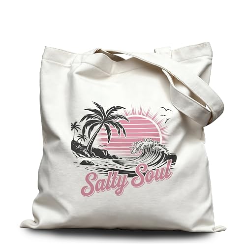 Canvas Tote Bag for Women, Wide Comfortable Strap, Lightweight Eco-Friendly Beach & Shopping Tote - color: Beach 4