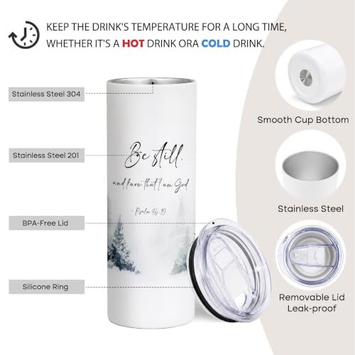 Winter Forest Christian 20oz Travel Coffee Mug Tumbler - color: bestillC