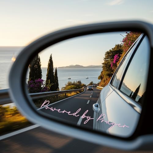 3XPowered by Prayer Sticker, Christian Vinyl Decal for Car Window & Laptop, Inspirational Bible Verse Faith Sticker, Religious Gift for Women Men Teens (Pink) - color: Pink