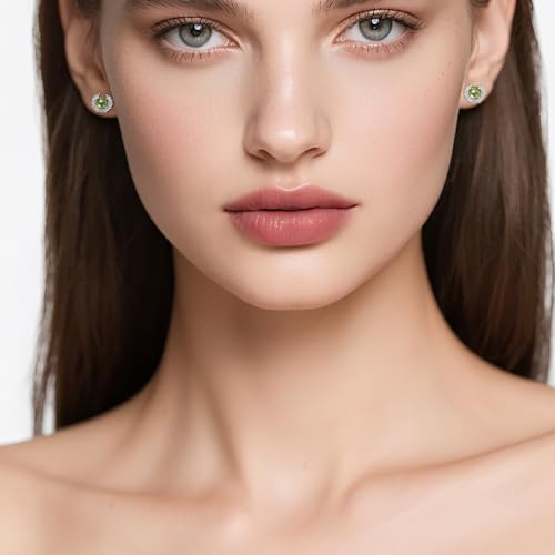 Angle Wing Earrings Sterling Silver Birthstone Stud Jewelry Birthday Gifts for Women Wife Friends Daughter Granddaughter - style: Angle wing earrings-olive green birthstone