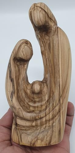 Zuluf 5.9" Olive Wood Holy Family Nativity Scene – Hand-Carved Mary, Joseph & Baby Jesus Statue – Christian Christmas Decor Gift for Her or Catholic Home Display – HOF018 - color: 5.9" Olive Wood Family