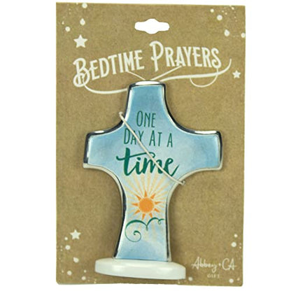 Cathedral Art Abbey & CA Gift One Day at a Time Standing Bedtime Prayer Cross, Blue, One Size (SQP140) - style: Bedtime Prayer