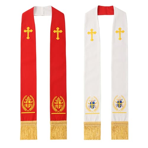 BLESSUME Church Clergy Pastor Reversible Stole - color: Red and White 4