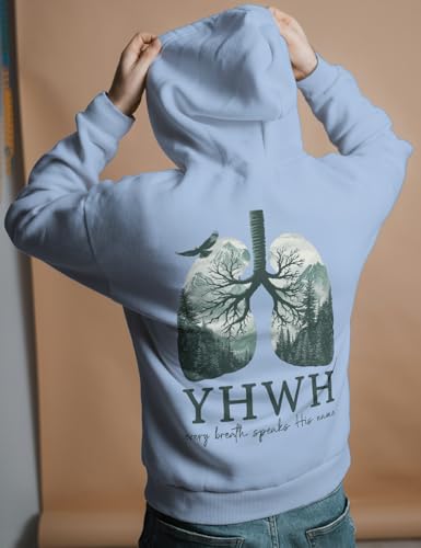 Christian Sweatshirt Women Men YHWH Hoodie Shirt Jesus Faith Inspirational Funny Letter Printed Graphic Pullover Tops - color: Carolina Blue, size: Large