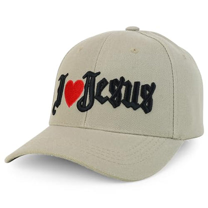 Trendy Apparel Shop Only Jesus Praying Hand Embroidered Christian Ball Cap - color: Khaki 1
