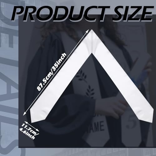 Geyoga 24 Pcs Graduation Stole Bulk Sublimation Blank 70 in - color: White