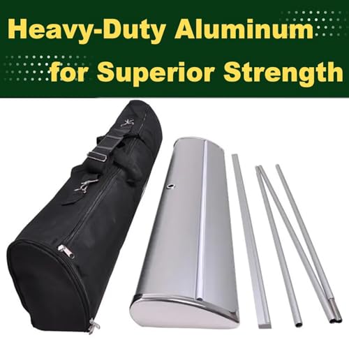 Custom Banner Pop up Banner Aluminum Deluxe Retractable Banner-Made in USA-33"x81" with Stand Roll up Banner for Business, Trade Shows, Stores, Advertising, Events - size: 33x81 Deluxe