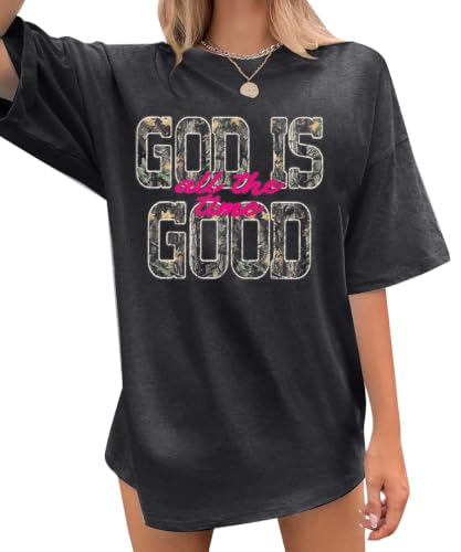 Christian Oversized Shirts Women Religious Faith Shirt Bible Verse Gifts Inspirational Graphic Jesus Tee - color: Grey5, size: XX-Large