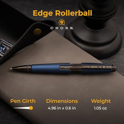 Cross Edge Gel Rollerball Pen, Matte Blue Lacquer and Black Trim, Personalized — Nurse, Doctor, Pharmacist, or Healthcare Professional Recognition Gift - color: Blue Black Trim