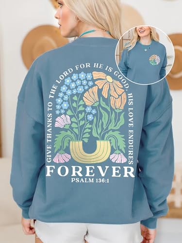 Christian Sweatshirts for Women Jesus Faith Pullover Long Sleeve - color: C-light Blue, size: Medium