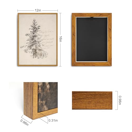 Roslynity Framed Canvas Wall Art Vintage Print Christmas Tree Scripture Paintings Peace On Earth Luke 2:14 Winter Pine Christian Bible Verse Retro for Home Living Room Bedroom Decor (12"x16") - color: Christmas Tree with Scripture, size: 16"L x 12"W