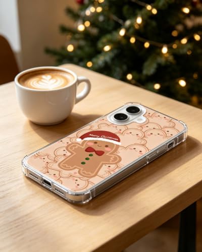 Merry Christmas Gingerbread Phone Case Compatible with iPhone 17, Cute Brown Winter Phone Cover for iPhone 17 - color: Merry Gingerbread