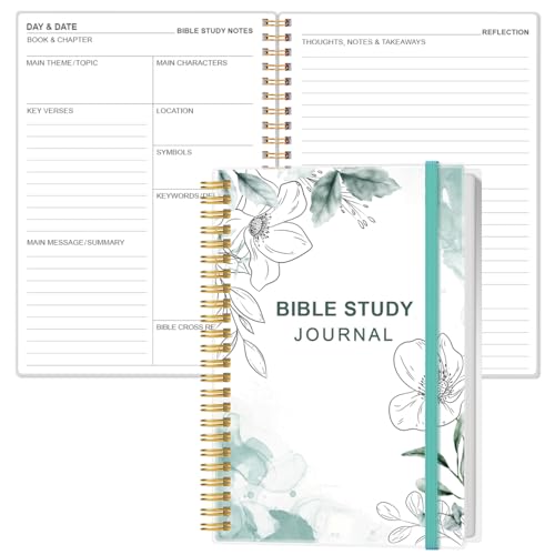 Heveboik Bible Study Journal – Church Notes Notebooks – Note Taking & Journaling Kit, 5.8" x 8.5", Teal Floral - color: Teal-Floral