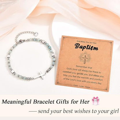 Religious Cross Bracelet for Women Girls, Christian Gifts - color: Baptism