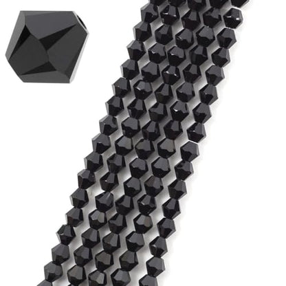 250pcs Czech 6mm (0.24 Inch) Faceted Bicone Crystal Glass Loose Beads Spacer Bulk Jet Black for DIY Craft Jewelry Making CCB623 - color: Jet Black, size: 6mm - 250pcs