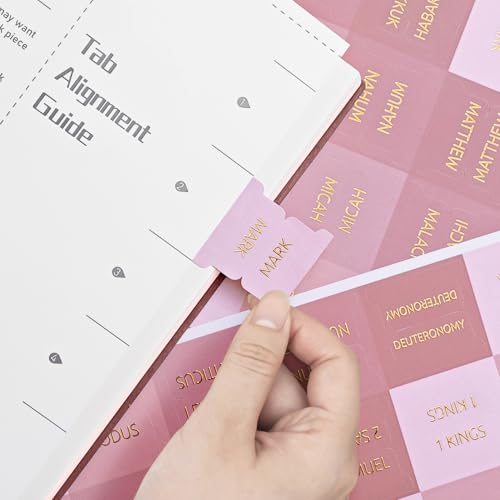 Laminated Bible Tabs for Women and Men, Gold Foil Embossed Lettering - style: Pastel Pink