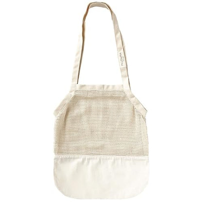 PILLOWPIA French Market Bag – Organic Cotton Tote, Handcrafted Adjustable Strap, Eco-Friendly 12-15" Farmers Market Carrier - color: Natural Modern
