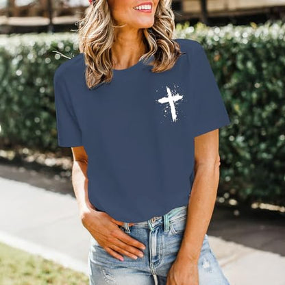 Christian Shirts for Women Psalms 91 Jesus Shirt Religious Faith God Tshirt Bible Verse Inspirational Tees Tops - color: Navy Blue, size: XX-Large
