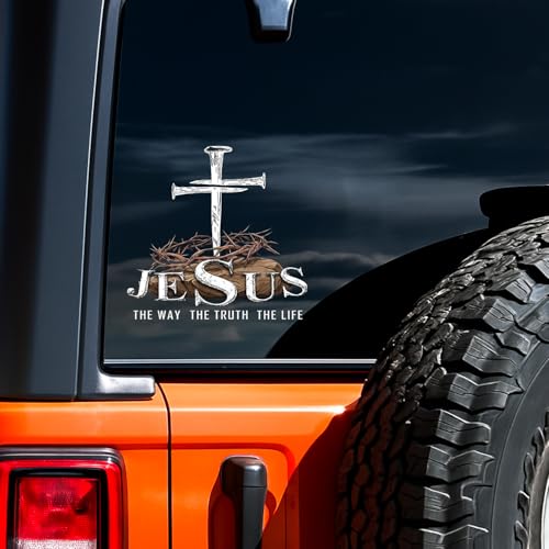 Jesus Decal for Cars - Christian Car Decal with Cross Crown of - color: Jesus Stickers 7