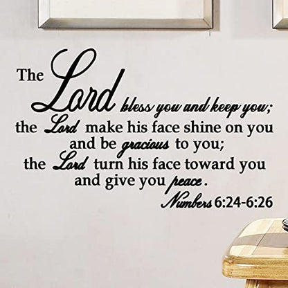 Lord Bless You and Keep You the Lord Make His Face Shine on You Numbers 6:24-6:26 - Carved Pure Black Vinyl Wall Decal Bible Quotes Inspirational Wall Words Art Letters Room Decor