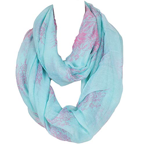 Fashion Lightweight Scarfs For Women Floral Print Many Style - color: 1303-blue