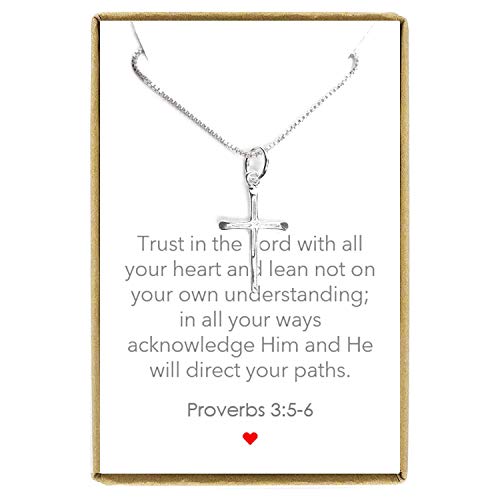 Delicate and Dainty Cross Necklace for Women, Confirmation Gift Necklace for Teens, Sterling Silver Cross Necklace 18 inches