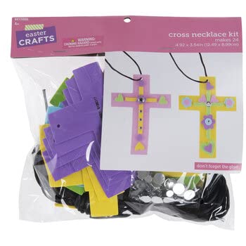 Easter Cross Necklace Foam Art Craft Kit for Sunday School, VBS, Classroom - Makes 24