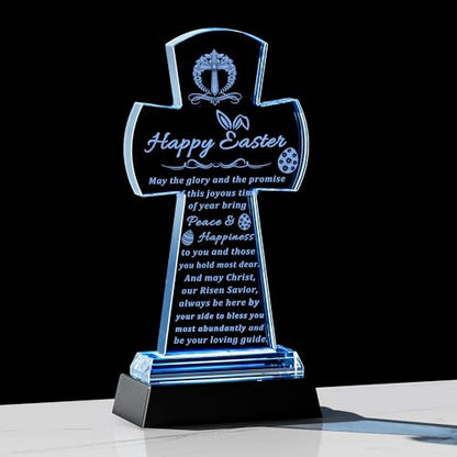 Qianwei Easter Gifts for Girls Women - Catholic Crystal Gifts for Women Girls - Confirmation First Communion Baptism Religious Christian Engraved Gift - color: Easter Gifts-cross