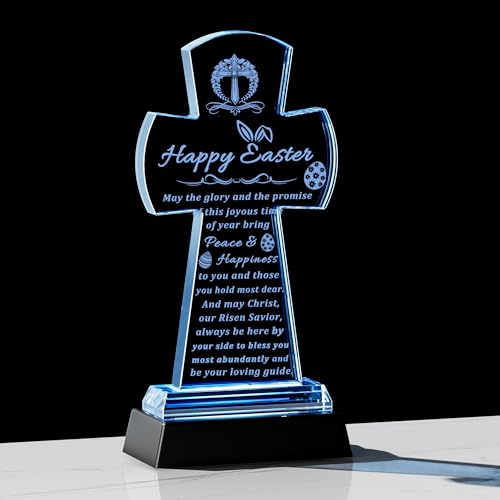 Qianwei Easter Gifts for Girls Women - Catholic Crystal Gifts for Women Girls - Confirmation First Communion Baptism Religious Christian Engraved Gift - color: Easter Gifts-cross