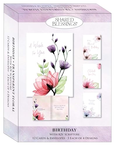Beautiful Floral Birthday Cards KJV, 12 Count