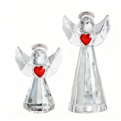 2pcs Crystal Angel Figurine Collectibles Gifts for Women Glass Angel Statue - style: Angel With Red Heart-2pcs