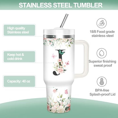 Christian Gifts for Women, Christian Monogrammed Tumbler 40oz - style: Initial J cup