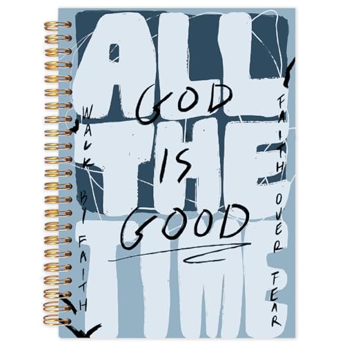 Yhtrg Blue Christian Spiral Notebooks, God Is Good All the Time Bible Journal Notebook, Bible Jesus Notebook for Note Taking, Christian Gifts for Women Men, 5.5x8.3 Inch - color: god1