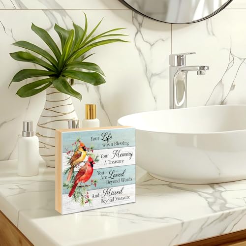 Your Life Was A Blessing Wood Block Plaque Box Sign 5.9 * 5.9 - color: red021