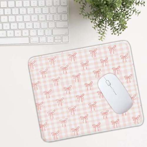 Mouse Pad for Desk with Stitched Edge, Premium Cute Washable Mouse Pads. Computer Mousepad with Non-Slip Rubber Base, Mousepads for Laptop, 9.25x7.75x0.12 inch (Lovely Bows) - color: Lovely Bows