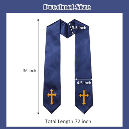 10 PC Clergy Stole & Choir Stole Bulk 60/72" - color: Navy Blue, size: 60 inch