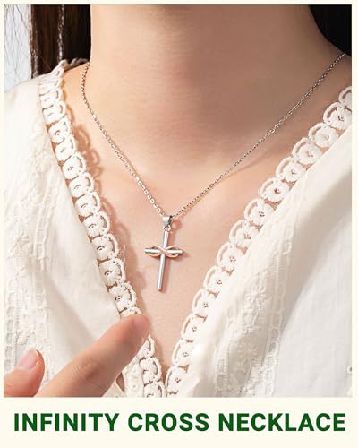 UPROMI Faith, Love & Blessings – Baptism & Confirmation Gifts Infinity Cross Necklace for Women & Girls, Christian Jewelry - style: Confirmation